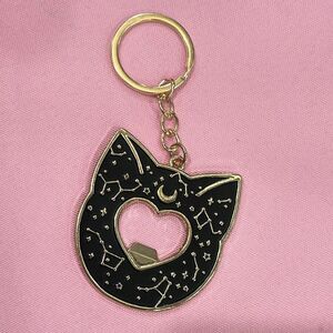 Black Cat Constellation Bottle Opener Keychain Cosmos Celestial